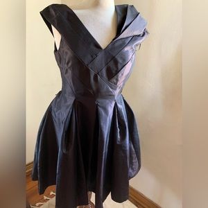 Deep purple taffeta midi/mini a line dress